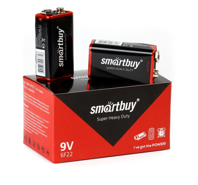 Батарейка солевая Smartbuy 6F22/1S (10шт) оптом