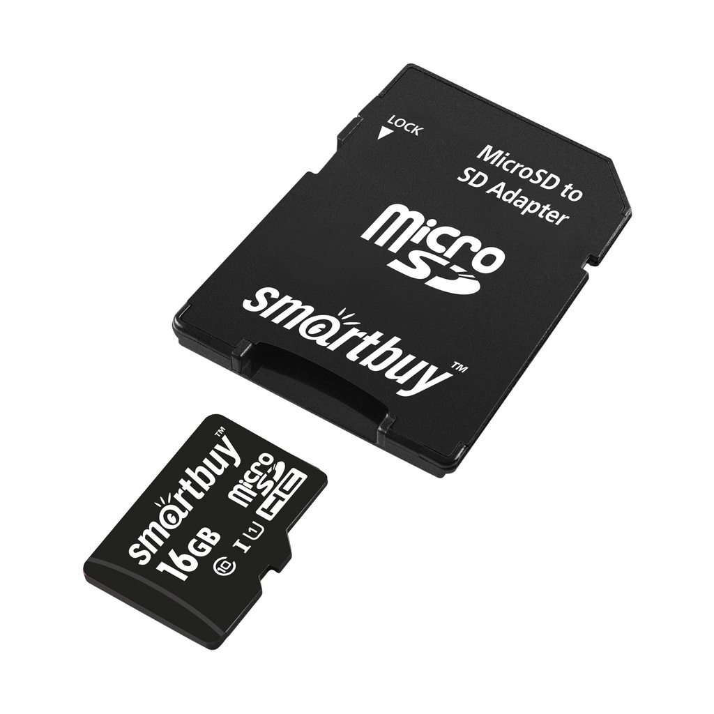 microSDHC карта памяти Smartbuy 16GB Class10 (с адаптером SD)