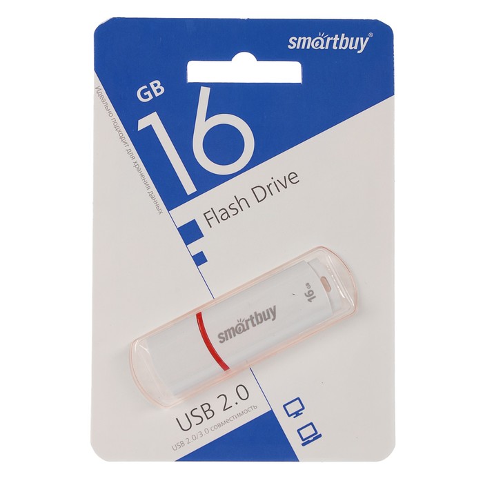 USB 2.0 флэш-диск Smartbuy Crown White 16GB оптом