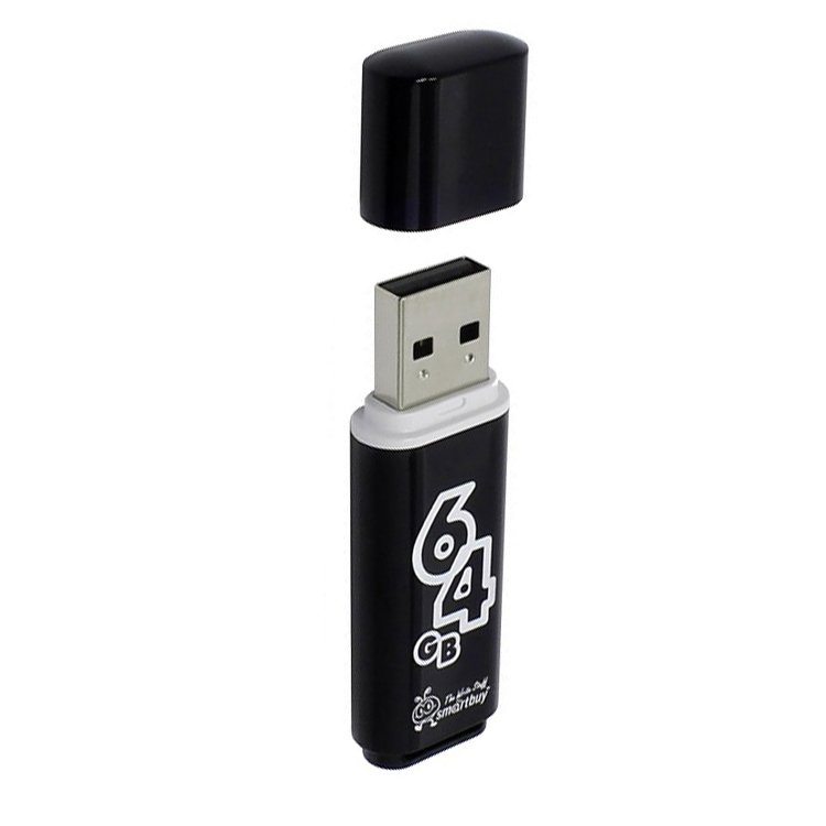 USB 2.0 флэш-диск Smartbuy Glossy series Black 64GB