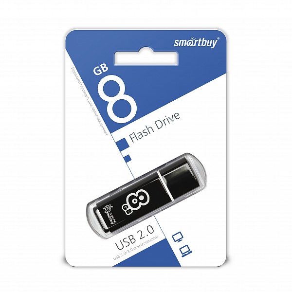 USB 2.0 флэш-диск Smartbuy Glossy Series Black 8GB оптом