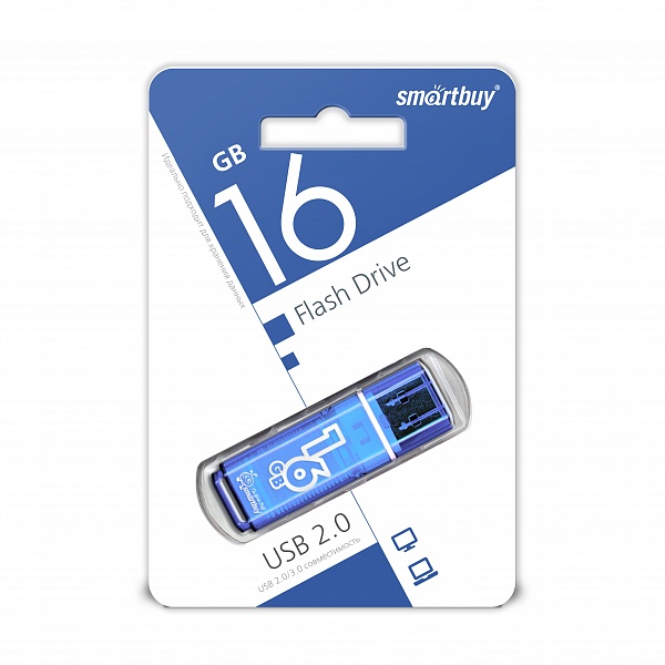 USB 2.0 флэш-диск Smartbuy Glossy series Blue 16GB оптом