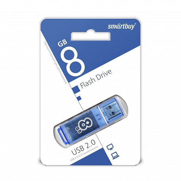 USB 2.0 флэш-диск Smartbuy Glossy series Blue 8GB оптом