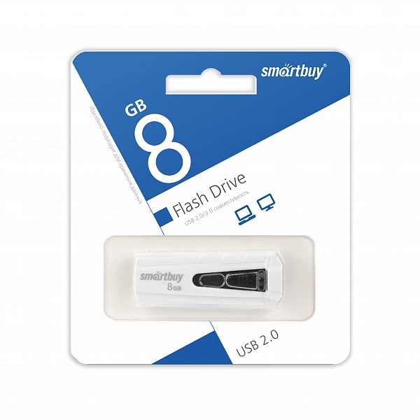 USB 2.0 флэш-диск Smartbuy IRON White/Black 8Gb оптом