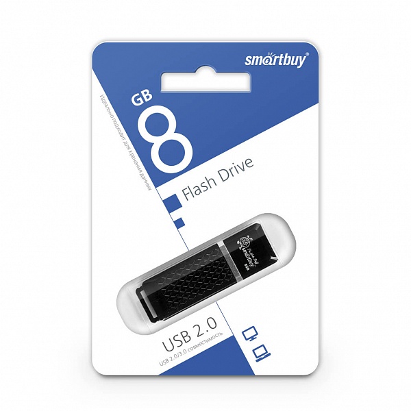 USB 2.0 флэш-диск Smartbuy Quazart series Black 8GB оптом