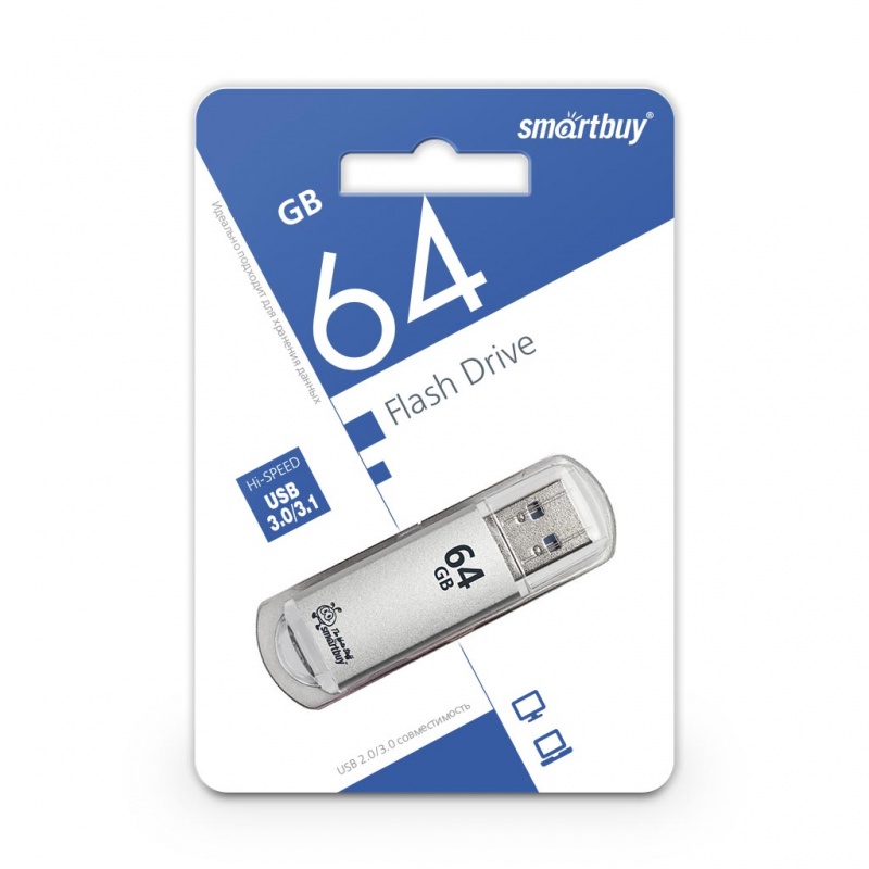 USB 3.0 флэш-диск Smartbuy V-Cut Silver 64GB оптом