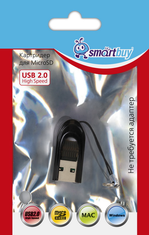Картридер Smartbuy 710, USB 2.0 - MicroSD, черный(2) Картридер Smartbuy 710, USB 2.0 - MicroSD, черный