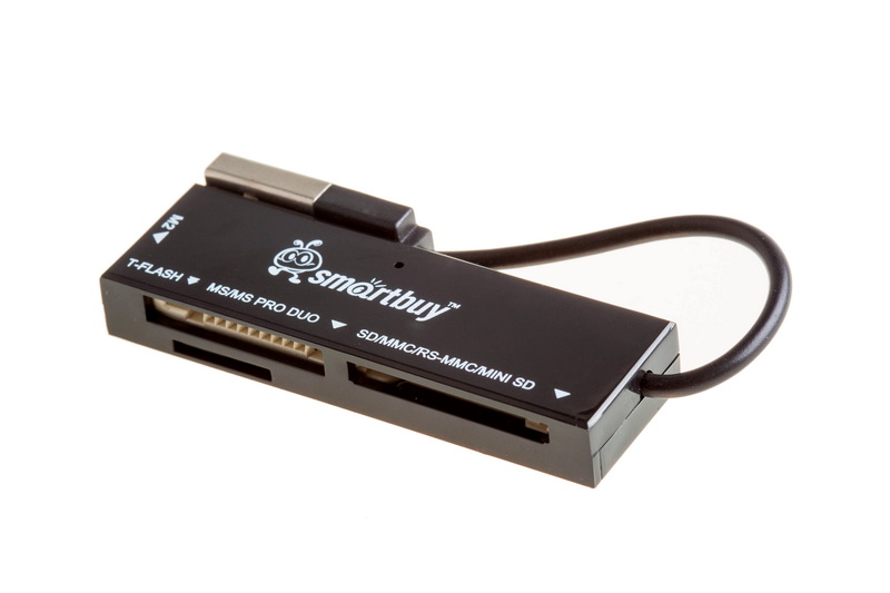 Картридер Smartbuy 717, USB 2.0 - SD/microSD/MS/M2, черный оптом