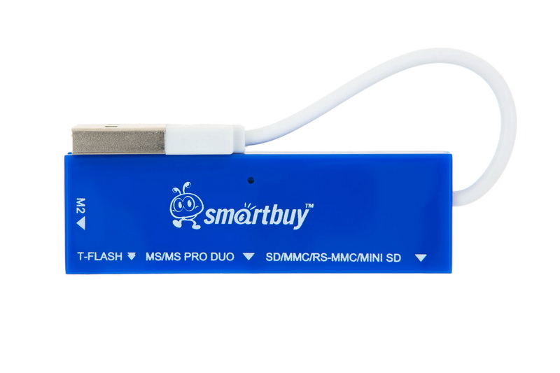 Картридер Smartbuy 717, USB 2.0 - SD/microSD/MS/M2, голубой