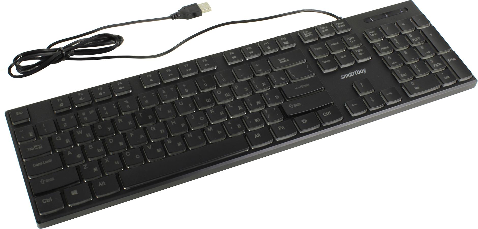 Клавиатура проводная мультимедийная с подсветкой Smartbuy ONE 240 USB черная